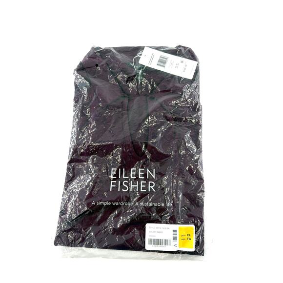 Eileen Fisher Women's Blackberry Fine Jersey Split Neck Square Top Size XL - Picture 4 of 10
